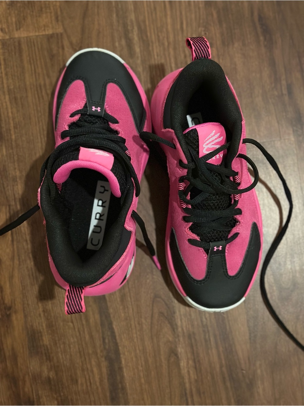 Under Armour Kids Pink and Black Sneakers- 3.5 Y